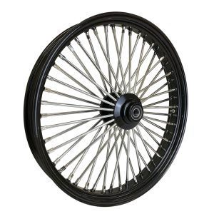 Attitude Inc Wheel, Front, MaxSpoke, Black/Chrome, For Harley-Davidson Narrow Glide, 21 x 2.15 in, Single Disc, 3/4'' Axle, Each