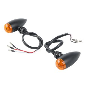 Attitude Inc Turn Signal Indicator, Bullet Retro, Aluminium Black, For Harley Customs, Set