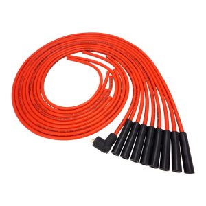 Proflow SuperMax Wire, Ignition Lead Kit, 8.5mm Spiral Core, Red, Straight Plug, Hei & Socket Cap, Universal, V8 with Separator Set