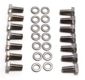 Proflow Transmission Pan Bolt Kit - 5/16''-18 In Thread - 0.750 In Long, Hex Head, Steel - Zinc Oxide - Various Applications - Set Of 17