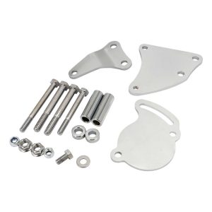 Proflow Power Steering Steel Bracket Kit Fits Saginaw Type II Pump, SB Chev Short Water Pump Chrome