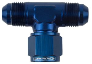 Proflow AN Tee -16AN Female Swivel Coupler Hose End On Side, Blue
