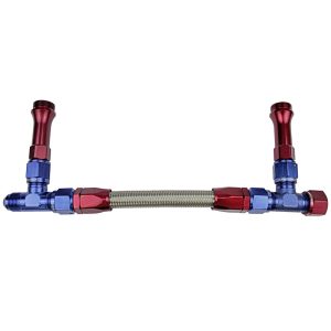Proflow Fuel Line kit, Universal Demon 4150 -8 AN, Single Inlet, Swivel-Seal, Stainless Steel Hose, Blue/Red
