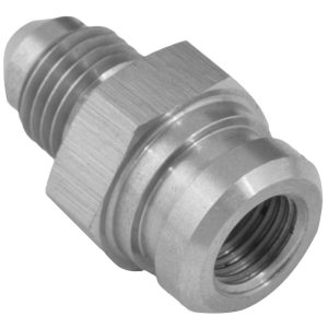 Proflow Stainless Steel Brake Locater, M10 x 1.00 To -03AN Hose, Brass Seat, 17mm Hex