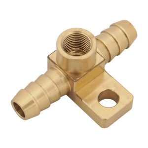 Proflow T-Piece, Billet Brass T Mounting Block, 3/8'' Barbs, 1/8'' NPT Female Port, Each