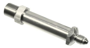 Proflow Chrome Through Frame Hose End Bulkhead 2.560 Max Rail Width, .560in Hole 1/8in. NPT id To -03AN Male, Sold In Pairs