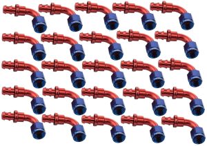 Proflow 90 Degree Push Lock Hose End Barb 3/8'' To Female -06AN, Polished