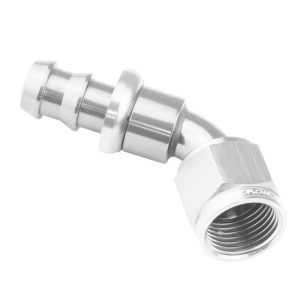 Proflow 60 Degree Push Lock Hose End Barb 1/2'' To Female -08AN, Polished