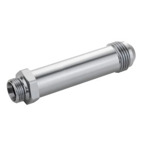 Proflow Fitting Inlet Fuel Adaptor Male Feed Demon 9/16 x 24 To -08AN Male 2in, Silver