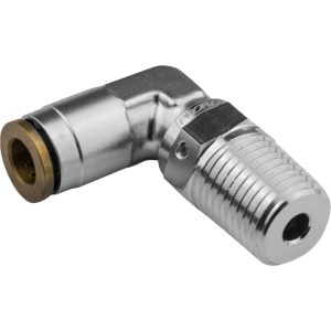 Proflow Fitting, Push To Connect Nylon Tube, 90 Degree 1/4in. Nylon Tube To 1/8in. NPT, Silver