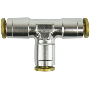 Proflow Fitting, Push To Connect Nylon Tube, Tee 3/16in. Nylon Tube, Silver