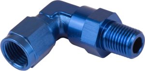Proflow Adaptor Male -06AN 90 Degree To 12mm x 1.25 NPT Swivel, Blue