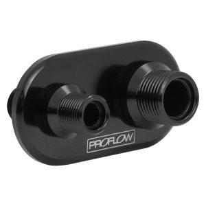 Proflow Firewall Bulkhead Aluminium Air Con 2 Port #6, #10 Inline, Black