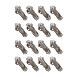Proflow Header Bolts, 5/16'' Hex Head, Tight Access, 3/8''-16 x 1.00'', Stainless, SS304, 0.527'' OD Washers, Set of 16