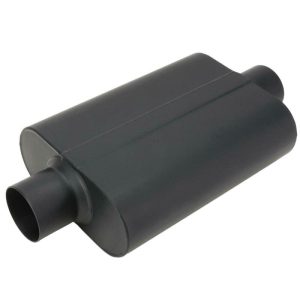 Proflow Muffler, 2.50 in, Black Compact Flow Chamber II, Center Inlet To 2.50 in. Center Outlet, 9.75" x 13" x 4" body, Each