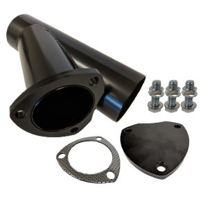Proflow Exhaust Steel Cut Out Y Pipe 3.5in, Cap Gasket & Bolts 10in. overall length, Each