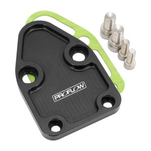 Proflow Fuel Pump Block-Off Plate, Aluminium, Black Anodised, SB For Chevrolet, Each