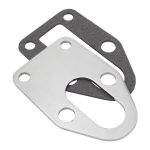 Proflow Fuel Pump Backing Plate, Suit Small Block Chevrolet, w/Gasket, Chrome Steel, Each