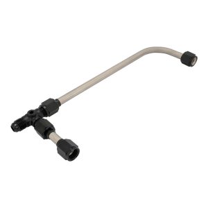 Proflow Fuel Line, 3/8 Stainless Steel Tube, Dual Feed, Black Fittings, Suits Holley 4150, 9-5/16 Centres, AN6 Inlet , 1/8 NPT Gauge Port With Plug