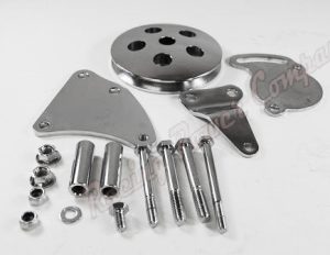 Proflow Power Steering Brackets Mounting kit, Type II Bracket with Pulley Chrome SB Chev