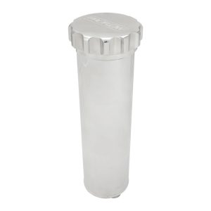 Proflow Radiator Overflow Tank, Billet Aluminium, With bracket, 0.75L, 60mm Dia, 330mm tall, AN Port with Barb Fitting, Polished