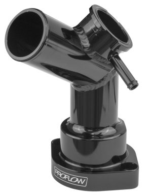 Proflow Water Neck, Billet Aluminium, Black Anodised, 45 Degree, For Mazda Series 4, Billet Cap Neck