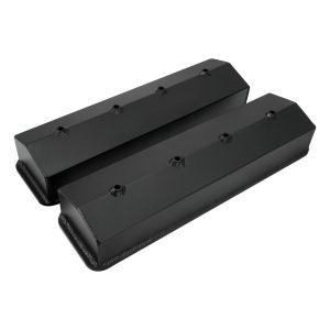 Proflow Valve Covers, Tall, Fabricated Aluminum, Black Powder Coated, Center Bolt, Chev, Small Block, Pair