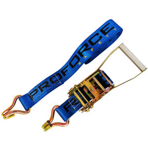 Proforce Tie-Downs Straps, Ratcheting, 2 in. x 6 ft, Short Handle, Blue