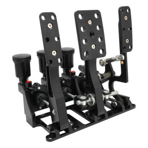 RTS Racing Hydraulic Pedals Box, Lightweight Aluminium, Floor Mount, Brake, Clutch, Accelerator Pedal with .750" Bore Master Cylinders, Black, Kit