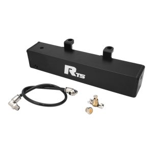 RTS Transmission Overflow Catch Can, TH350 & 4L80E/4L85E, Rectangular, 600ml Capacity, Aluminium, Black Powdercoated