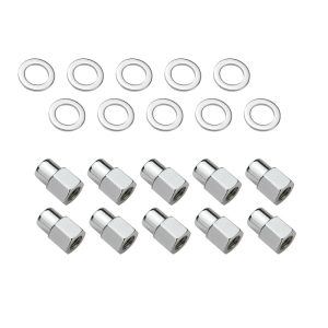 Wheel Lug Nut Kit,, Chrome Open End, Medium Mag, Length 1.38, M12 x 1.5, 0.55 Shank, Set of 10