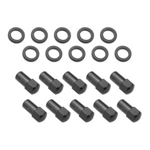 Wheel Lug Nut Kit Black, Street Pro 007 Dome head, length 1.70, M12 x 1.5, 1.00 inch shank, Set of 10
