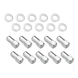 Wheel Lug Nut Kit Chrome, Street Pro 007 Dome head, length 1.70, M12 x 1.5, 1.00 inch shank, Set of 10
