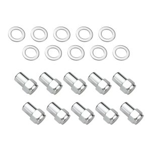 Street Pro Wheel Lug Nut Kit, Chrome, Suits 002 / 005 Street Pro Mag Wheel, Length 1.527 Total Length, 1/2, .775 shank, With .119 Washers, Set of 10