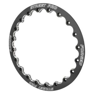 Street Pro 009 Series Rear Beadlock Ring 15'', Gloss Black Milled, Billet Aluminium, Each